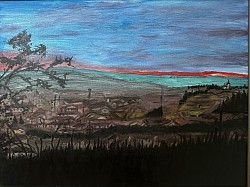 Dawn February in Florence August 2024 80x60cm acrylic on canvas