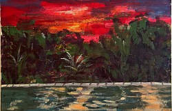 Sunset Villa Akasha  July 2024 Acrylic on Canvas 40x60cm
